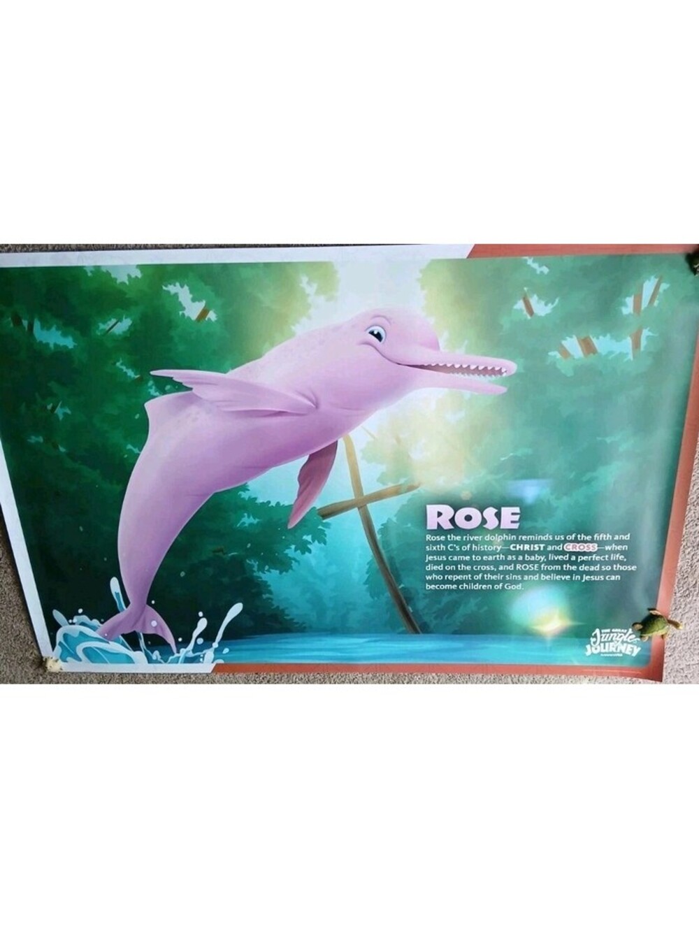 84"x62.5" - Answers VBS Biblical Wall Mural Poster - Rose Pink Dolphin - Cross